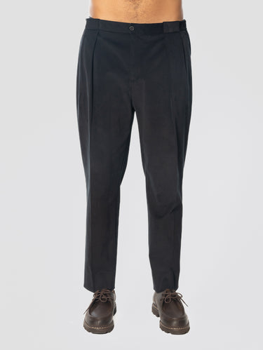 BRIGLIA 1949-Pantaloni in Drill di Cotone con Pinces Nero-TRYME Shop