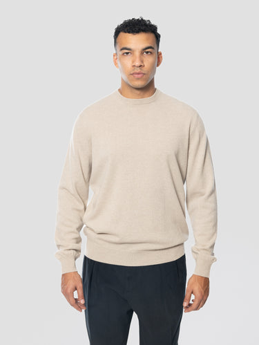 FILIPPO DE LAURENTIIS-Maglia Girocollo in Sottile Lana e Cashmere Ecru-TRYME Shop