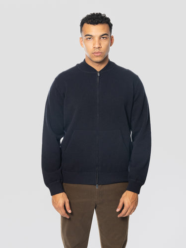 FILIPPO DE LAURENTIIS-Cardigan con Zip in Lana e Cashmere Blu-TRYME Shop