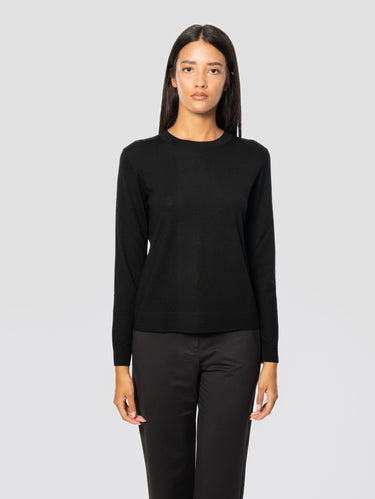 MAX MARA MM-Maglia in Lana Extrafine Girocollo Nero-TRYME Shop