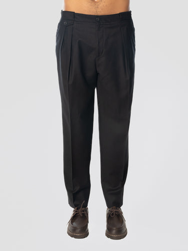 BRIGLIA 1949-Pantaloni in Lana Vergine con Pinces Nero-TRYME Shop