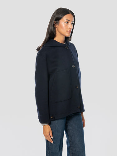 Blue Short Hooded Coat
