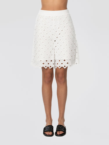 MAX MARA MM-Bermuda in Macramè con Effetto See-Through Bianco-TRYME Shop