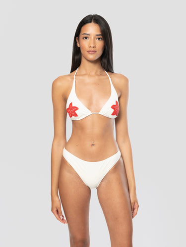 MC2 SAINT BARTH-Top Bikini a Triangolo con Perline Bianco-TRYME Shop