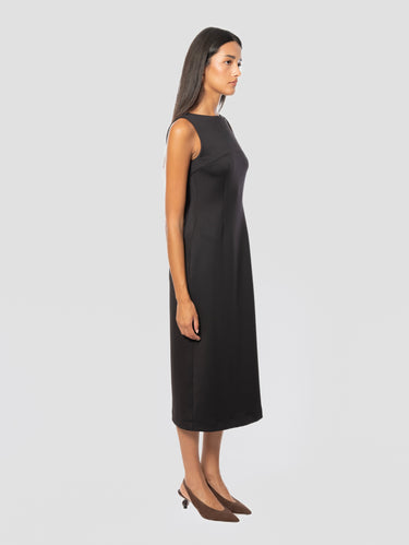 Black Neoprene Jersey Sheath Dress
