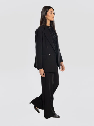 Wide-Leg Cady Pants Black