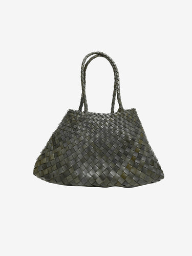 DRAGON DIFFUSION-Borsa a Mano in Pelle Intrecciata Santa Croce Big Kaki-TRYME Shop