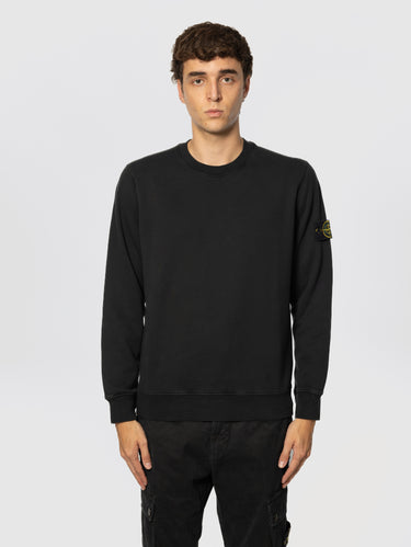 STONE ISLAND-Felpa Girocollo in Cotone Nero-TRYME Shop