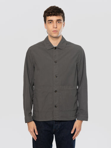 WOOLRICH-Overshirt in Popeline con Tasche Grigio-TRYME Shop