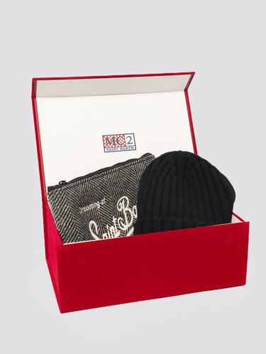 MC2 SAINT BARTH-Box Natale Uomo Cappello Blu e Pochette Herringbone-TRYME Shop