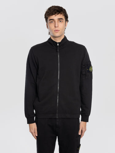 STONE ISLAND-Track Jacket in Felpa di Cotone Nero-TRYME Shop