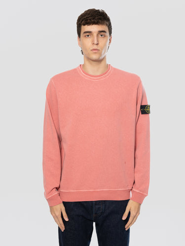 STONE ISLAND-Felpa Girocollo in Cotone Malfilé FIammato Rosa-TRYME Shop