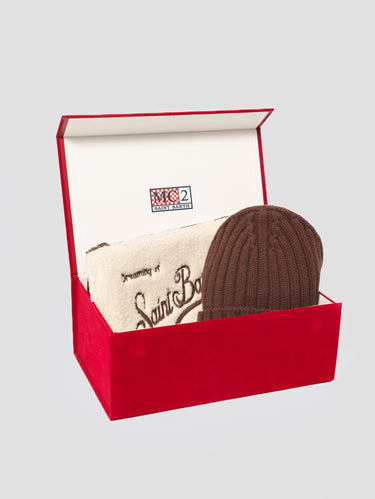 MC2 SAINT BARTH-Box Natale Uomo Cappello Marrone e Pochette Teddy-TRYME Shop