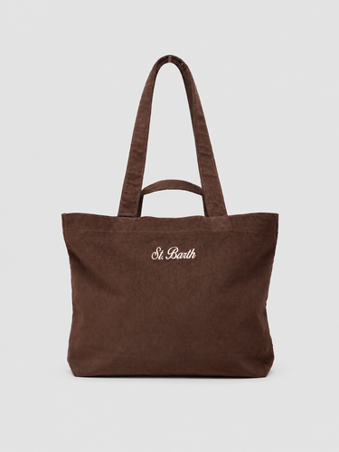 MC2 SAINT BARTH-Borsa Essential Velluto a Coste Marrone-TRYME Shop
