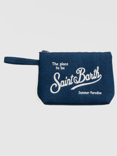 MC2 SAINT BARTH-Pochette Large Effetto Denim Blu-TRYME Shop