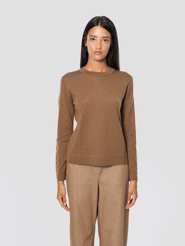MAX MARA MM-Maglia in Lana Extrafine Girocollo Noce-TRYME Shop