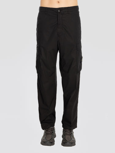 STONE ISLAND-Pantaloni Cargo in Cotone Stretch Nero-TRYME Shop