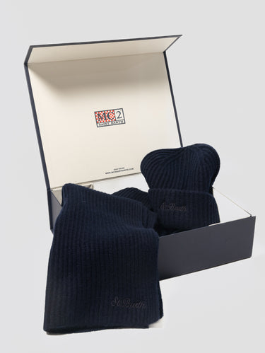 MC2 SAINT BARTH-Box Natale Uomo Cappello e Sciarpa in Cashmere Blu-TRYME Shop