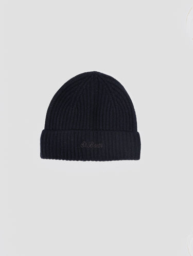 Coffret de Noël pour homme avec bonnet et écharpe en cachemire bleu