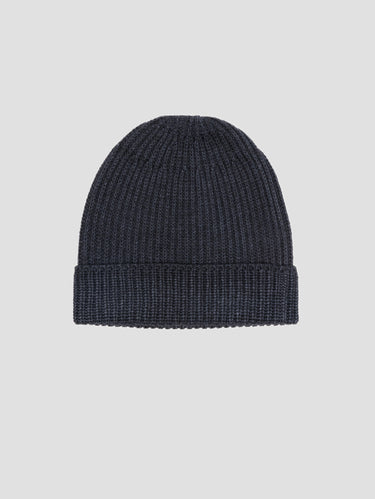 FILIPPO DE LAURENTIIS-Cappello in Lana Merino a Coste Blu-TRYME Shop
