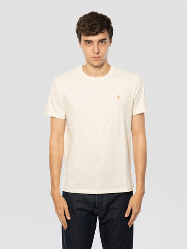 RALPH LAUREN-T-shirt Girocollo Custom Slim Fit Crema-TRYME Shop