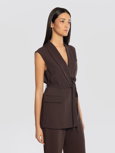 Brown Double-Breasted Cady Vest