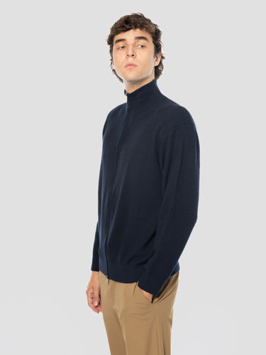 Blue Cotton and Cashmere Blend Cardigan