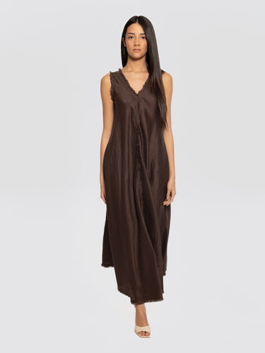 P.A.R.O.S.H.-Abito in Lino con Scollo a V Testa di Moro-TRYME Shop