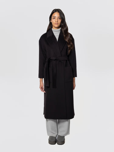BRERAS MILANO-Cappotto Lungo in Lana con Bottone Nascosto Testa di Moro-TRYME Shop