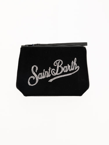 MC2 SAINT BARTH-Pochette Aline Velvet Logo in Strass Nero-TRYME Shop