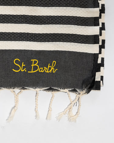 MC2 SAINT BARTH-Telo da Mare in Cotone a Righe Nero-TRYME Shop