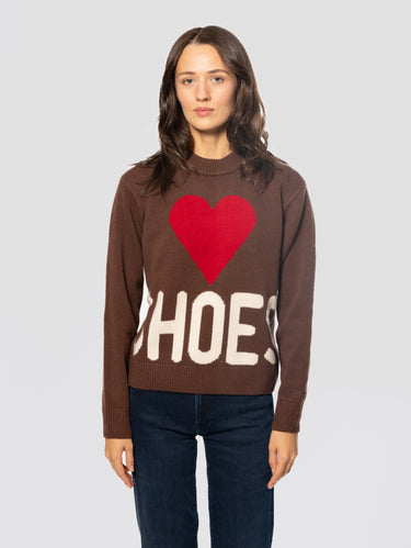 MC2 SAINT BARTH-Maglione Oversize con Cuore e Scritta Shoes Marrone-TRYME Shop