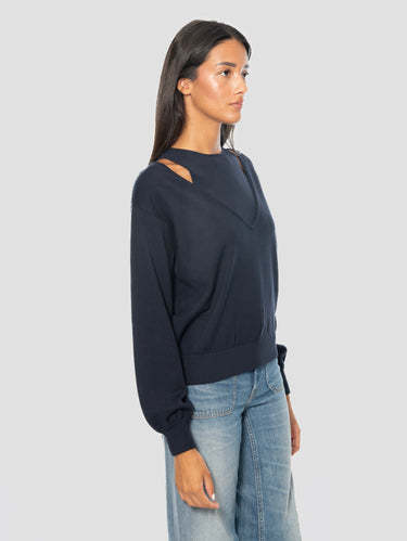 Blue V-Neck Knit and Sleeveless Knit Top Set