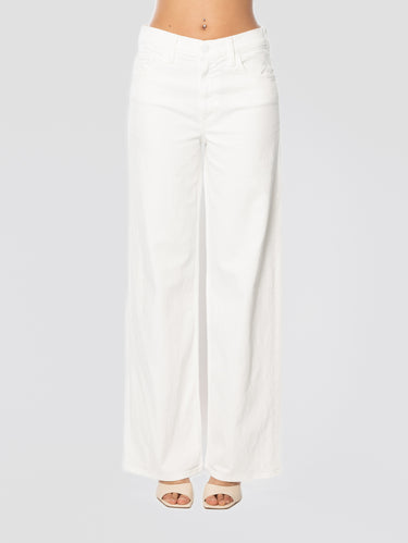MOTHER-Jeans Vita Alta con Gamba Larga Bianco-TRYME Shop