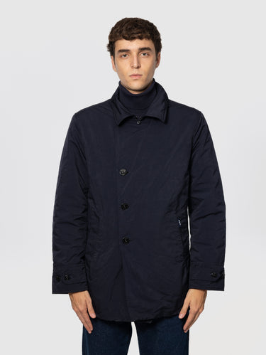 ADD-Cappotto Media Lunghezza con Chiusura Diagonale Blu-TRYME Shop
