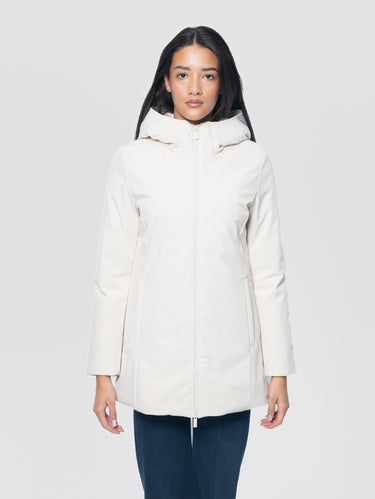 WOOLRICH-Parka in Tech Soft Shell Firth Down Latte-TRYME Shop