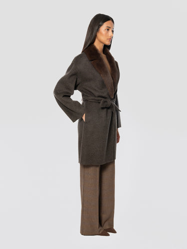 Brown Wool Belted Coat
