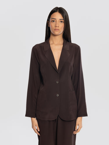 P.A.R.O.S.H.-Giacca in Crepe de Chine in Seta Testa di Moro-TRYME Shop