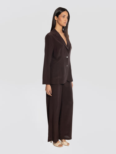 Dark Brown Silk Crepe de Chine Jacket