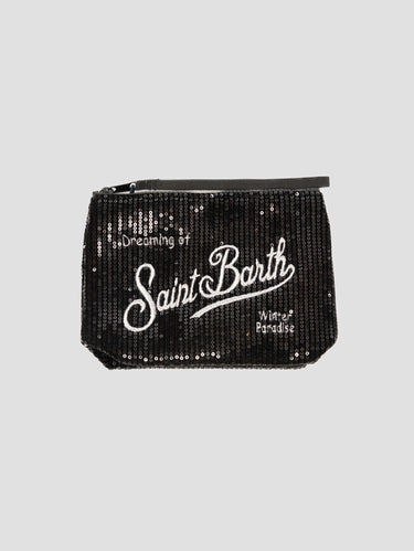 MC2 SAINT BARTH-Pochette Aline Velvet Paillettes Nero-TRYME Shop