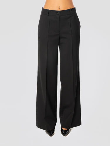 P.A.R.O.S.H.-Pantaloni Palazzo in Fresco Lana Nero-TRYME Shop