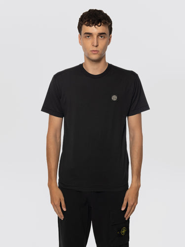 STONE ISLAND-T-shirt con Patch Logo Compass sul Petto Nero-TRYME Shop