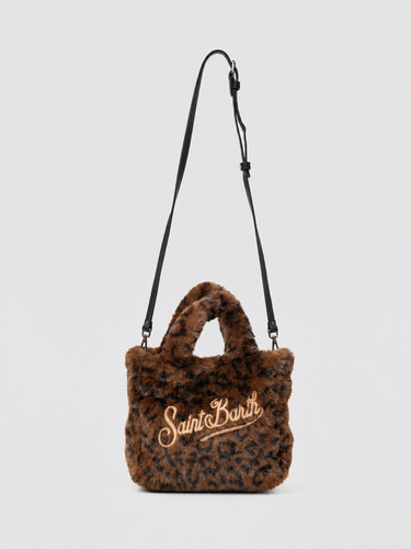 MC2 SAINT BARTH-Borsa in Pelliccia Leopardata Vanity Mini Marrone-TRYME Shop