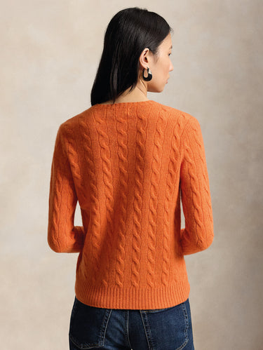 Maglia a Trecce in Misto Cashmere Arancio