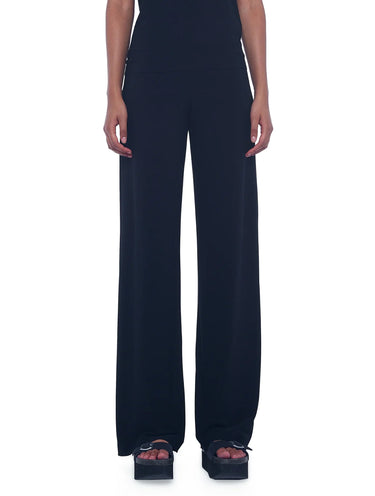 NORMA KAMALI-Pantaloni in Jersey Elasticizzato Vita Alta Nero-TRYME Shop