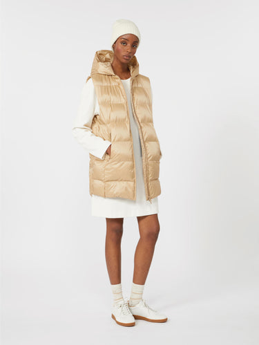 Gilet in Luxepad Trapuntato con Cappuccio Albino