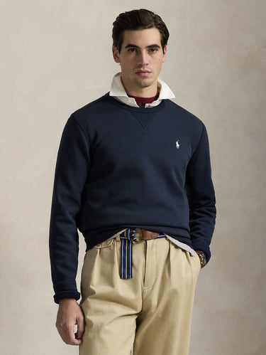 RALPH LAUREN-Felpa in Maglia Doppia Blu-TRYME Shop
