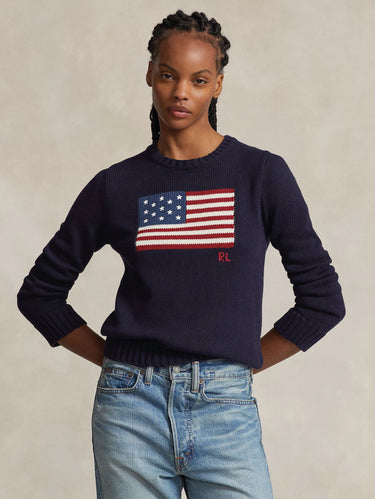 RALPH LAUREN-Maglia con Bandiera Blu-TRYME Shop