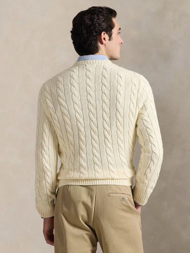 Maglia a Trecce in Cotone Crema