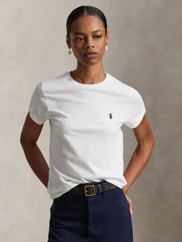 RALPH LAUREN-T-shirt Girocollo in Cotone Bianco-TRYME Shop